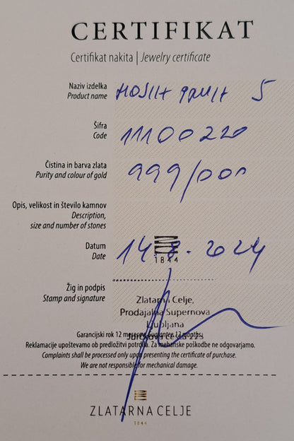 Naložbeno zlato ZC "Mojih prvih pet" 24K 999.9/1000; masa=5.00g