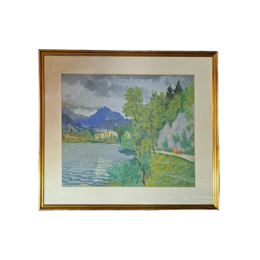 Slika FRANCE GODEC Gvaš, motiv Bled, 69x78cm