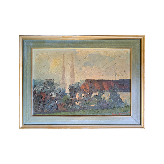 Ivan Suhina; "Jutro u Zagrebu"; Olje na juti; 68 cm x 50 cm